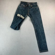 Selvedge Jeans Mens 28x30 Blue Denim Slim Fit Raw Made in Seoul Korea Whiskers