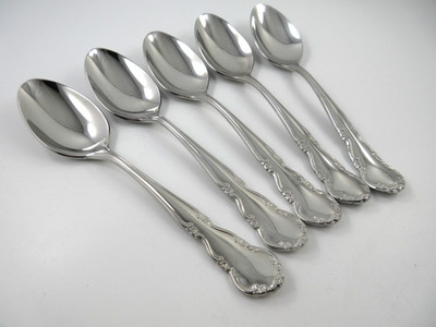 Reed & Barton DICKENSON 5 Soup Spoons Glossy Stainless Steel Flatware 6-5/8''