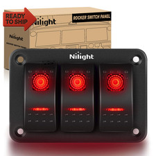 Nilight - 90019c 3 Gang Aluminum Rocker Switch Panel Toggle Dash 5 Pin Onoff P