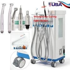 Portable Dental Delivery Unit Turbine Air Compressor+Curing Light/Handpiece Kit