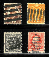 Geomet Fancy Cancels 1-15 Cent Washington Franklin & Regular 1908-1922 US 29A31