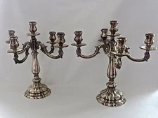 Stately Exceptional Italian 800 Silver Large Pair 5 Light Candelabra Beautiful
