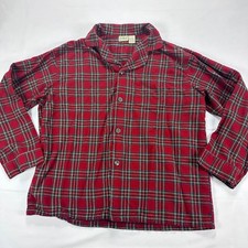 L.L. Bean Men's XL Red Plaid Flannel Pajama Shirt 100 Cotton Long Sleeve Sleep