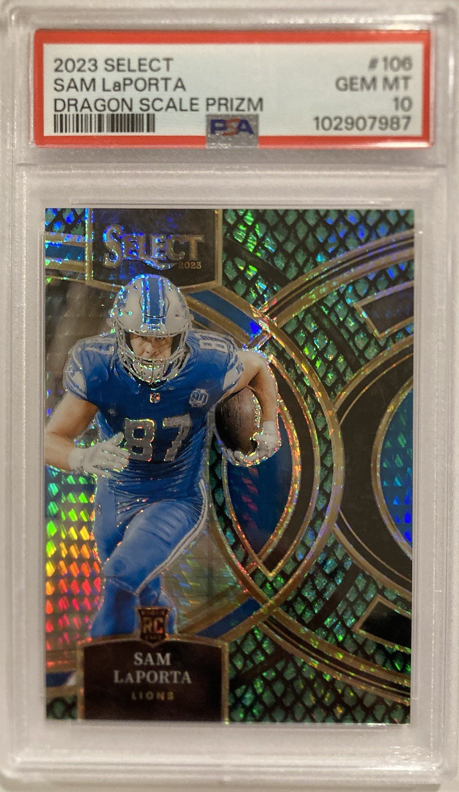 2023 Select Sam LaPorta Rookie Dragon Scale Premier Level SP 33/70 PSA 10 Gem