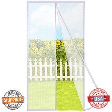 Risareyi Magnetic Screen Door Self Closing 46x80in White Polyester Thicken Mesh