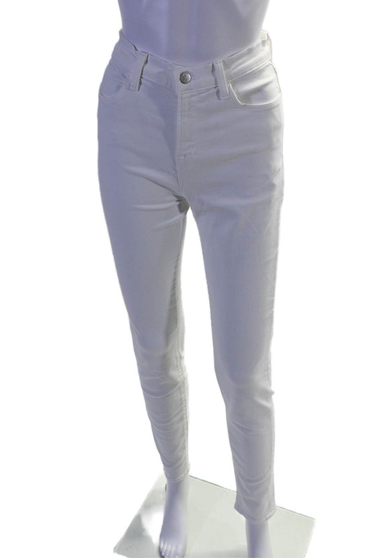 J Brand Womens Zipper Fly Mid Rise Straight Leg Jeans White Denim Size 28