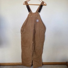 Vintage Men's Carhartt Bib Overalls 54X29 Canvas Duck Quilt Lined Double Knee