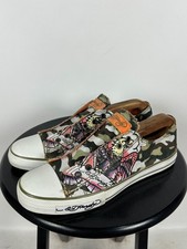 Men's Vintage Ed Hardy Y2K Camo Tattoo Graphic Slip On Sneakers Size 11 US,44 EU