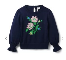 Janie and Jack Floral Ruffle Cuff Sweater Size 5