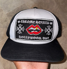 Chrome Hearts Hollywood USA Black/White Trucker Hat Mesh Back Adjustable Logo