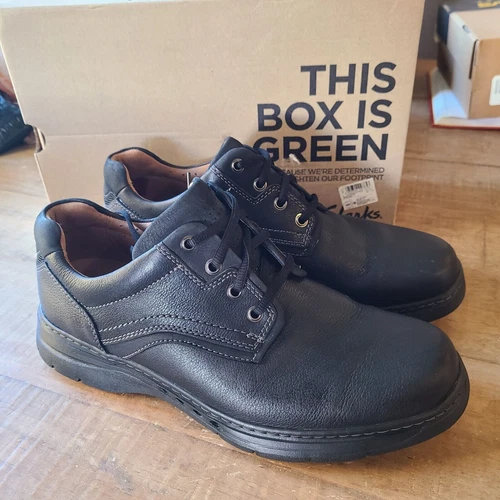Scarpe casual Clarks uomo Un Brawley Pace Oxford pelle nera 11 lacci larghi