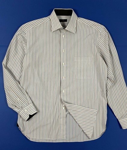 Sonrisa camicia uomo usato 42 16 1/2 L manica lunga elegante a righe top T6414 - Foto 3 di 12
