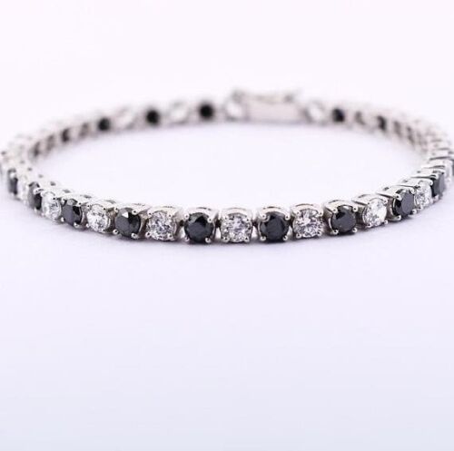 11.4 Cts Black Diamond & White Diamond Tennis Bracelet IGL CERTIFIED AWESOME AAA - Afbeelding 1 van 4