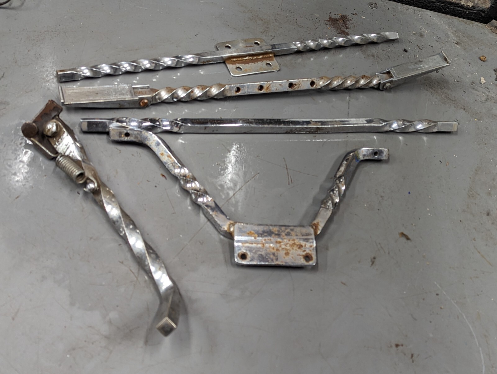 Lot Harley Twisted Chrome Highway Pegs Kickstand Chopper Bobber Custom