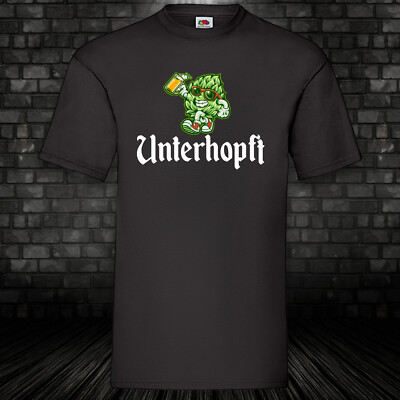 Unterhopft Bier Hopfen T-Shirt Shirt Funshirt Geschenk Kult Gift schwarz S-5XL