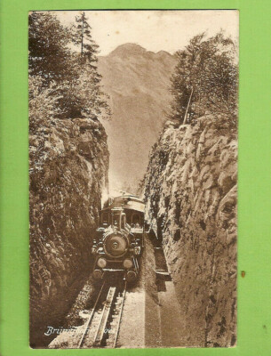 #L. RAILWAY  POSTCARD - TRAIN THROUGH CUTTING, SWITZERLAND