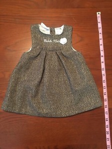 calvin klein baby girl 6-9 Month Dress Black Gold Shimmer VGUC Lined