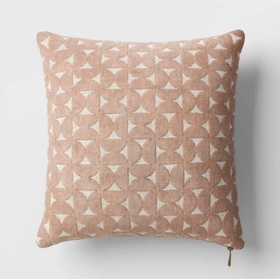 Velvet Jacquard Geo Square Throw Pillow - Threshold Blush/Ivory