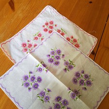 2x Stofftaschentuch Taschentuch pink lila *neu* Vintage