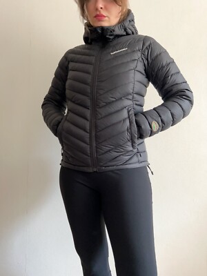 Peak Performance Women's Frost Down Hood Jacket Black Puffer Quilted Coat Size M