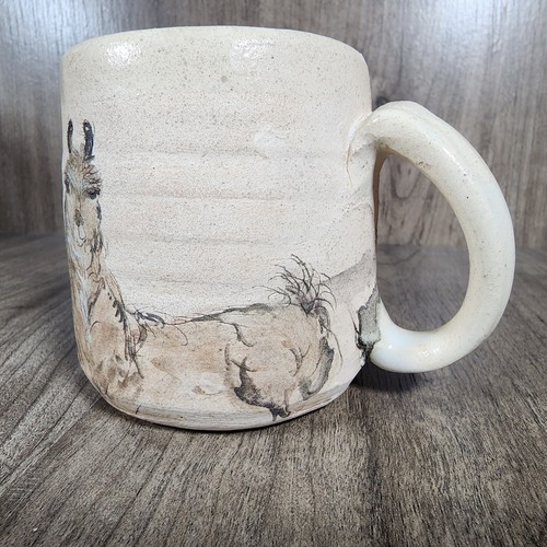 Signed Studio Art Pottery Stoneware Mug Cup ~ Llama Landscape - Matte Finish - Picture 4 of 7
