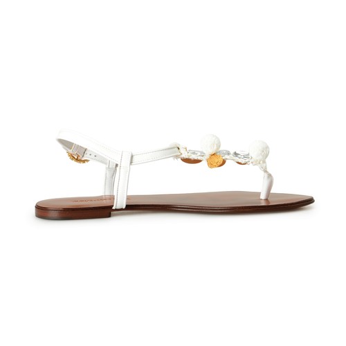 Dolce & Gabbana Women's White Patent Leather Flat Sandals Shoes US 7.5 IT 37.5 - 第 4/8 張圖片