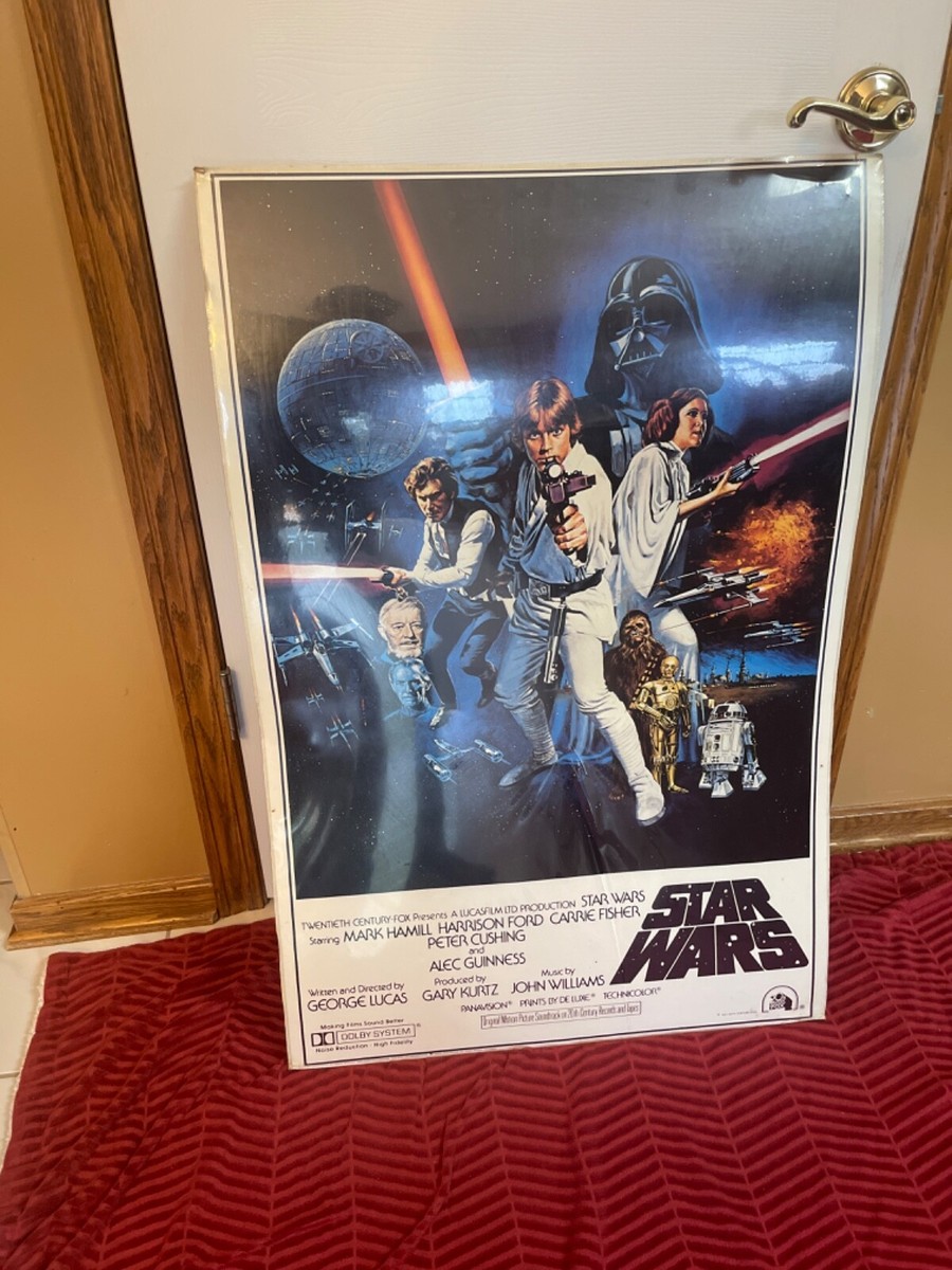 RARE NOS STAR WARS MOVIE POSTER *ORIGINAL* STILL ON CARDBOARD IN 