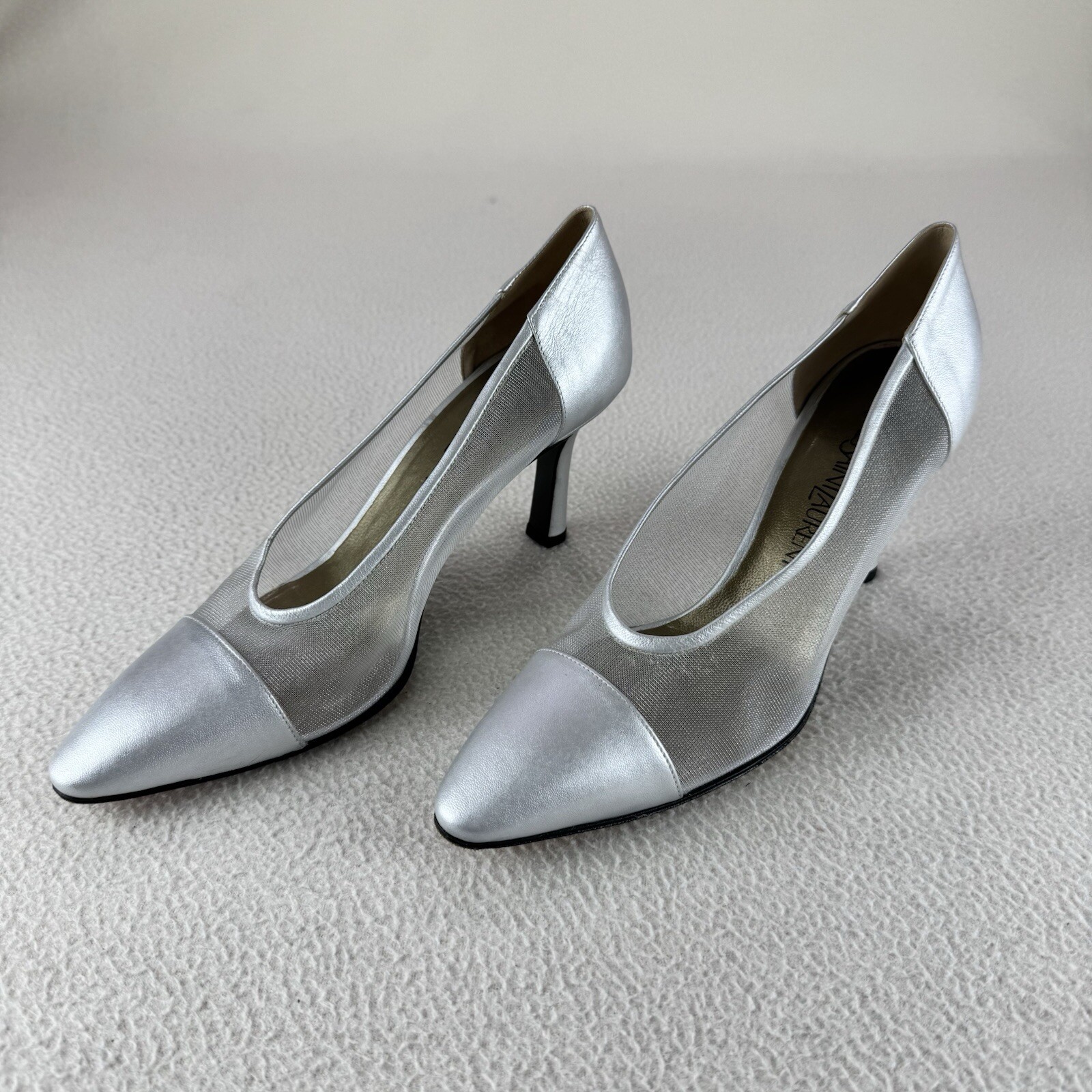 YVES SAINT LAURENT decolte classiche argento pelle rete tacco donna 8 5 M Italia