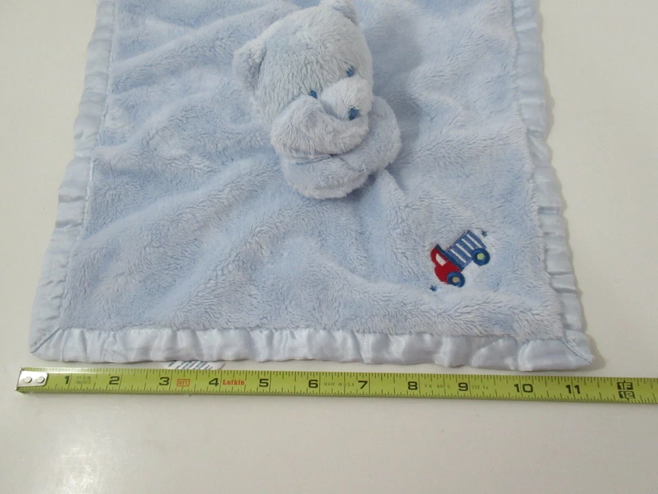 Gerber Blue Bear rojo azul camión volquete bebé manta de seguridad Lovey satinado adorno trasero Foto 2 de 4
