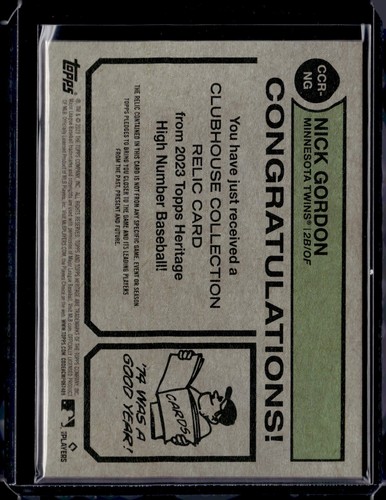 2023 Topps Heritage Clubhouse Collection Relics #CCRNG Nick Gordon HN - Picture 2 of 2
