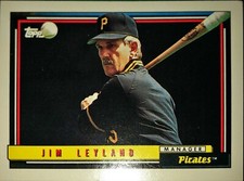 Rare Vintage Mint Condition jim leyland topps 1992 #141 Baseball Card