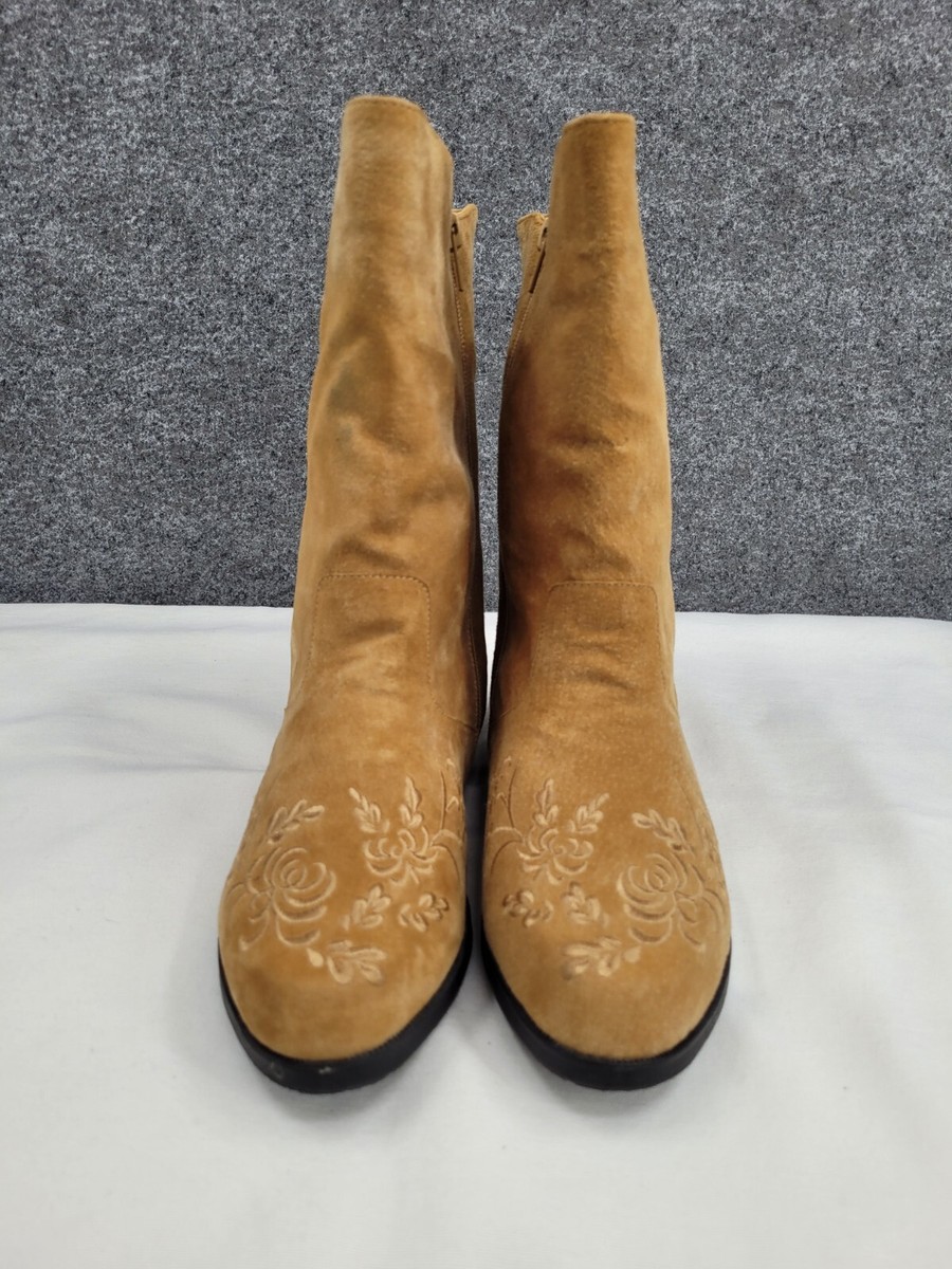 Jack Sprat Leather Suede Boots Womens 7M Mid Calf Side Zip