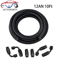 12an 10ft Fuel Line Fitting Kit Nylon Braided Cpe Oil Hose With 6 Fitting Black