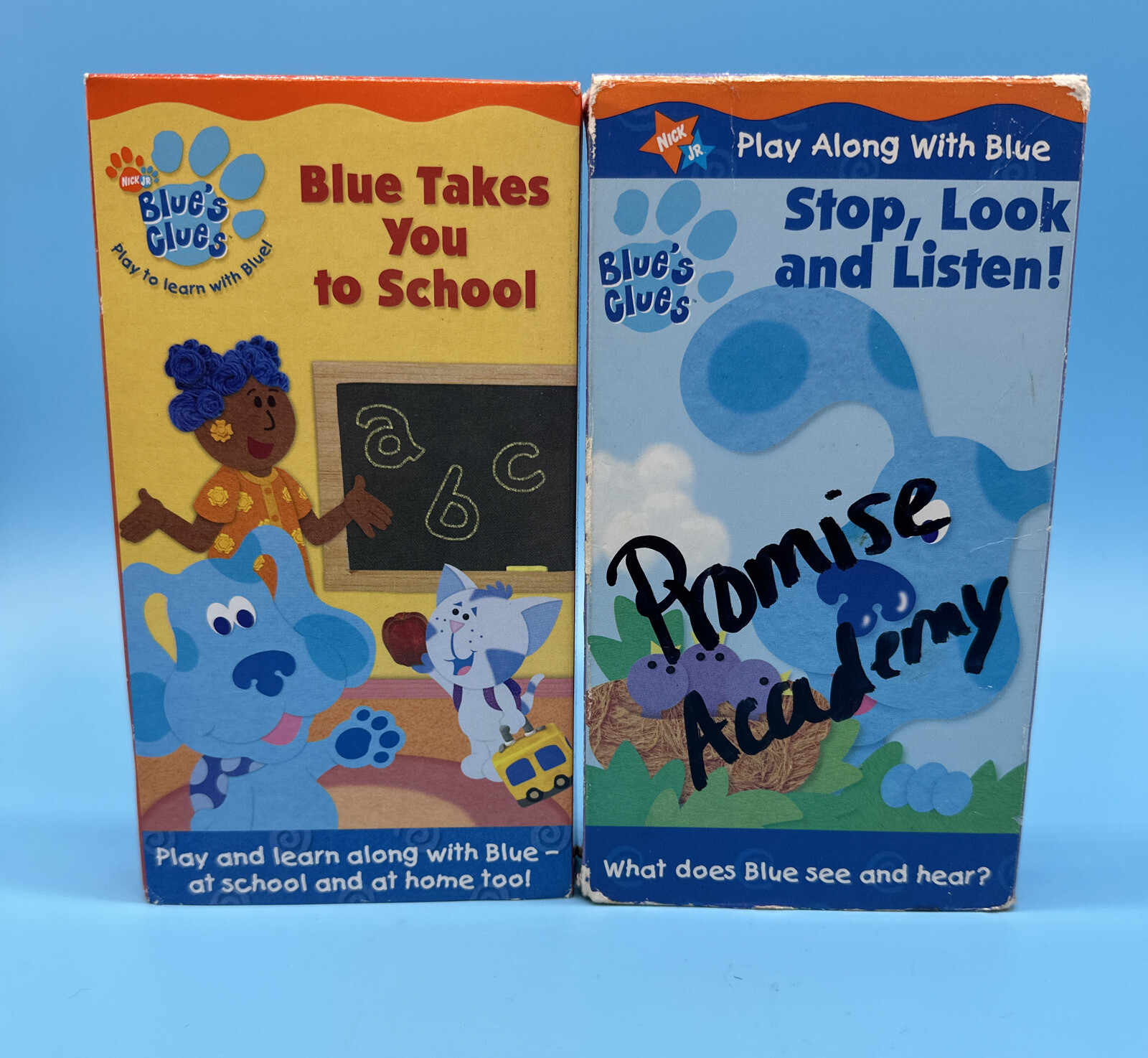 2 Blues Clues VHS Tapes Stop Look Listen & You To School 2000 2003 Nick