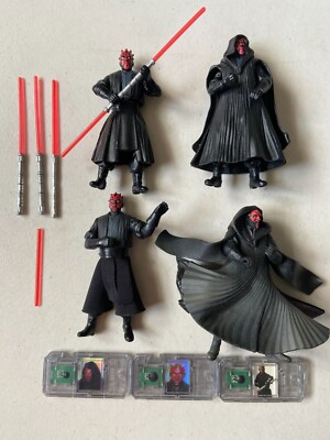 4 Star Wars 3.75'' Darth Maul Figures - Loose Used - Phantom Menace Comtech Chips