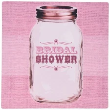3dRose 8 x 8 x 0.25in Mouse Pad, Country Rustic Mason Jar Pink Bridal Shower