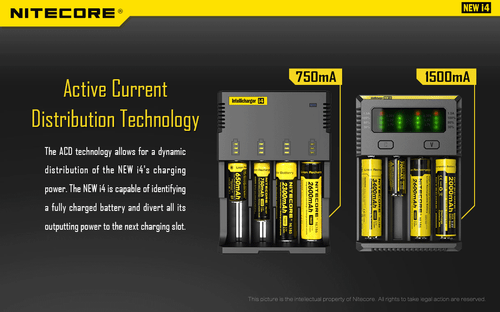 Nitecor new i4 4-Slot Intelligent Battery Charger Li-ion RCR123a 26650 - Picture 4 of 12