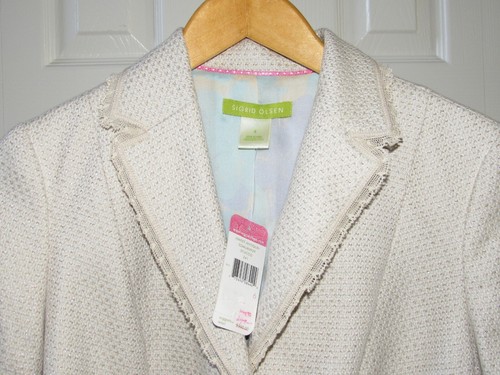 NEW Sigrid Olsen Beige Lace Trim Jacket size 6 NWT - Picture 2 of 4