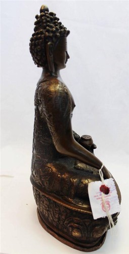 F644 Beautiful Brass Statue of Shakyamunii Buddha 12.75" Tall, Made in Nepal - Picture 8 of 9