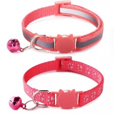 Red Breakaway Cat Collar with Bells 2 Pack Reflective Kitten Collar with Bell...