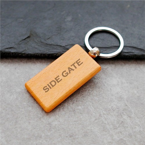 Set of 4 Personalised Wooden Rectangle Keyrings, Gift Idea, Customised Gift - Picture 4 of 6