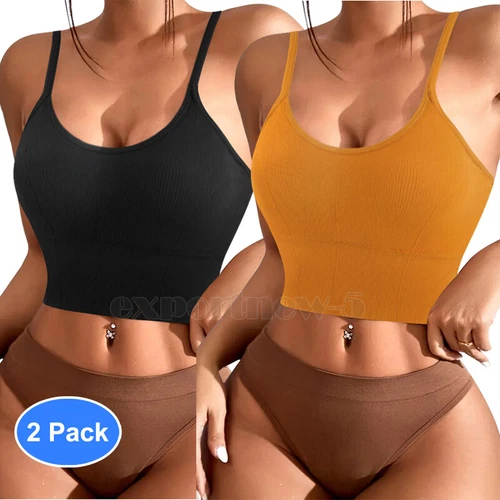 Women Strappy Sport Yoga Low U-Back Bralette Padded Bra Crop Top Cami Vest Tank - Bild 34 von 43