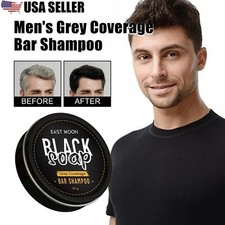 2  Men's Grey Coverage Bar Shampoo Hair Darkening Black Soap for Grey Hair Cover
