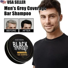 2× Men's Grey Coverage Bar Shampoo Hair Darkening Black Soap for Grey Hair Cover