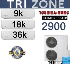 21 Seer Tri Zone Mini Split Air Conditioner/heat Pump : 9000 +18000 +36000 Btu