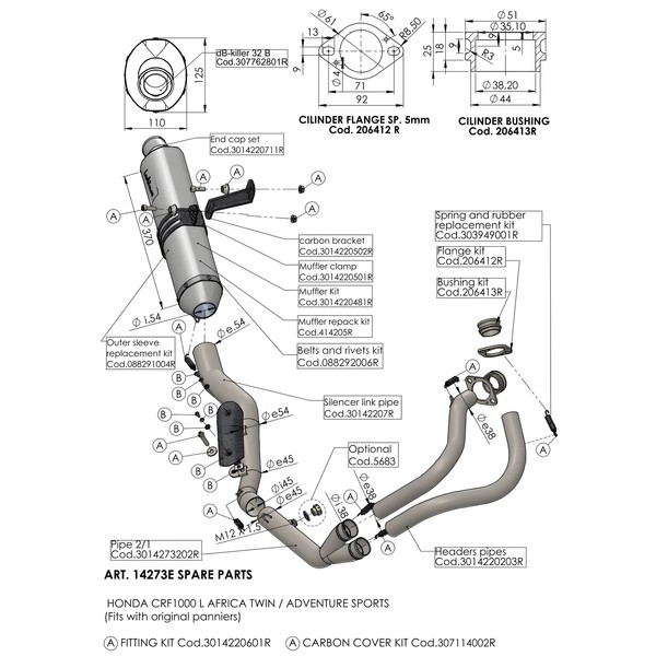 Auspuffhalterung LeoVince Haltesatz Auspuffanlage FüR Honda CRF 1000 L-image