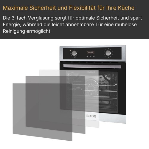 KB-ELEMENTS Herdset 70L Einbaubackofen 60cm + 77cm 5-Zonen Induktionskochfeld - Bild 4 von 14
