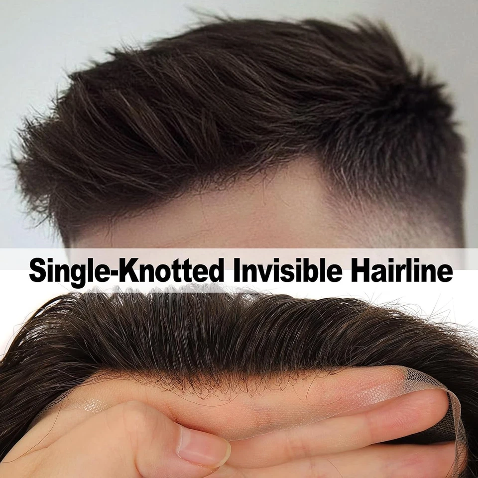 Topunique 8x10" Renda Suíça Pele Fina Costas e Laterais Toupee Cabelo Humano #2 D. MARROM - Imagem 3 de 4