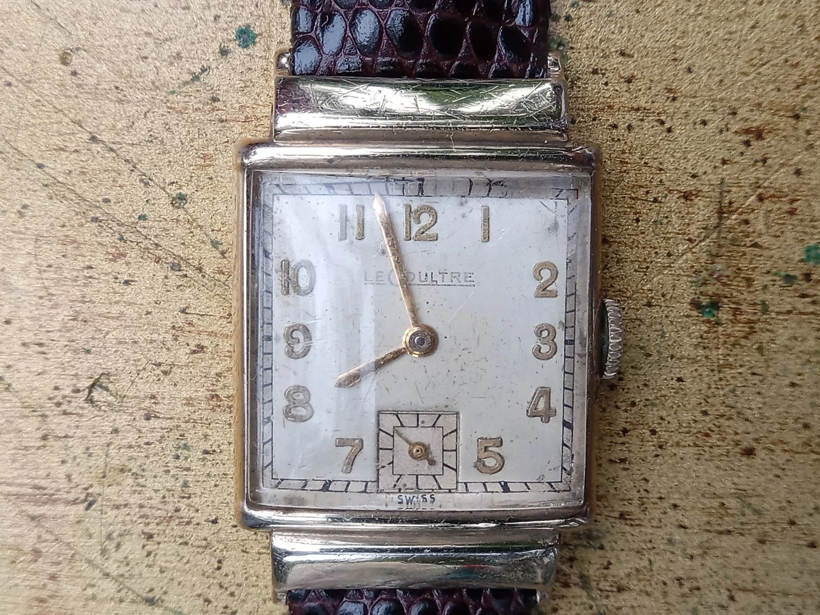 Jaeger LeCoultre — LeCoultre Tank 10k Gold Filled Domed Crystal Dress Watch guessing 40's Vintage