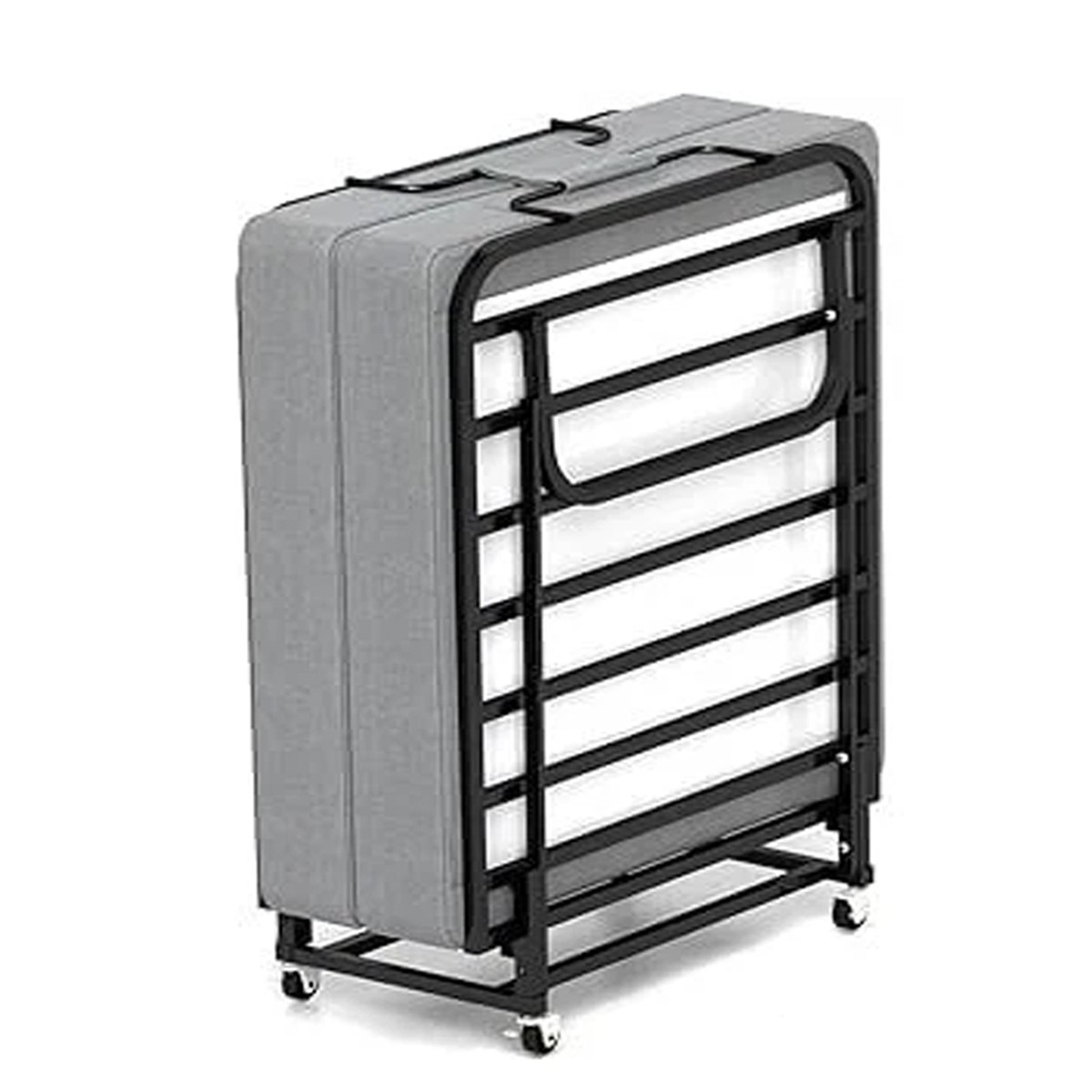 Portable Folding Bed with Memory Foam Mattress Rollaway Metal Frame Guest Bed